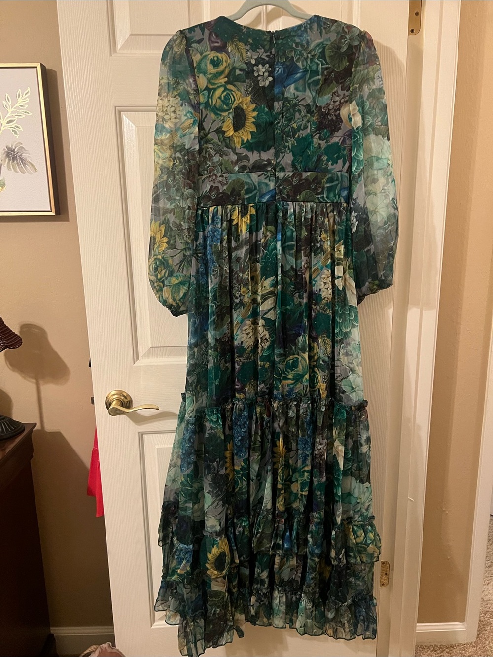NWT Women’s Toleen Green Floral Tiered Boho Festival Maxi Dress Size Small - Picture 6 of 14